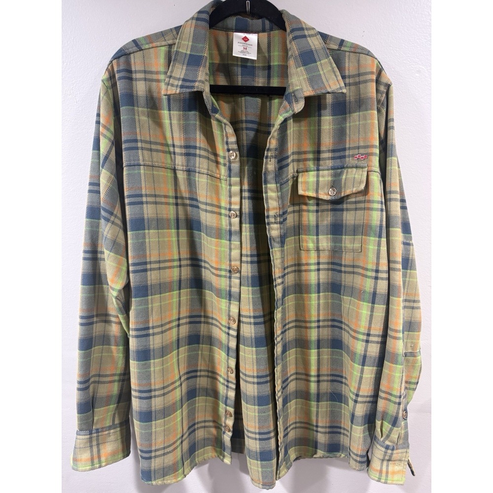 Foursquare Technical Flannel Plaid Men's Medium Pocket Button Front